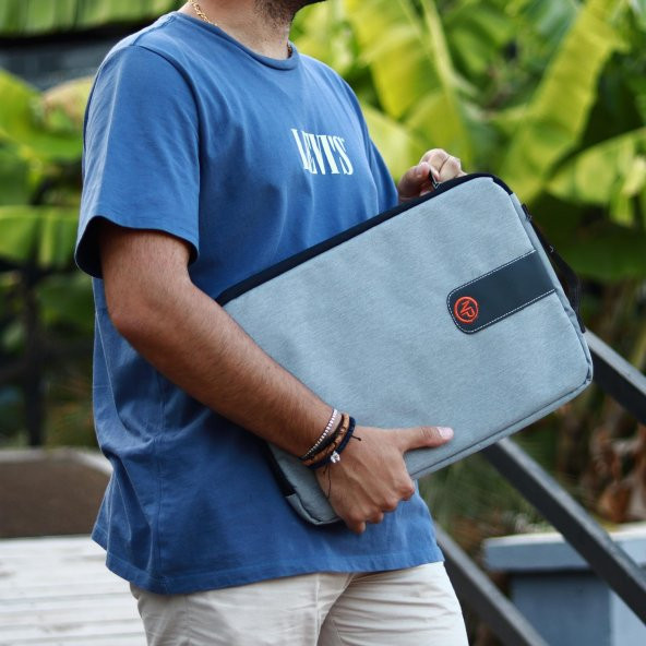 NPO AcePlus 15,6" Macbook,Apple Ipad Uyumlu,Ultra Korumalı Notebook & Tablet Kılıfı/Çantası-Açık Gri - 9