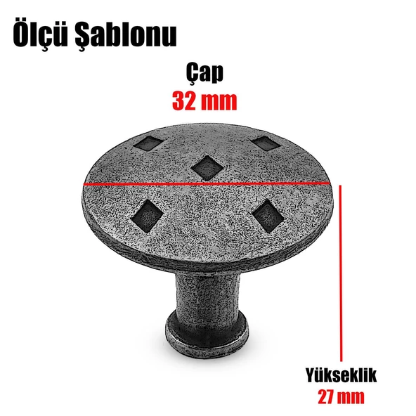 Big Düğme Kulp Mobilya Mutfak Çekmece Dolap Dolabı Kapak Kulpu Kulbu Kulpları Mat Siyah Metal - 6