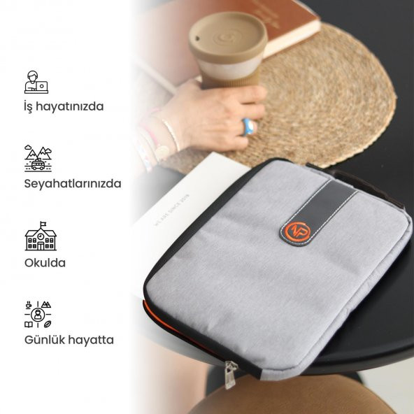 NPO Ace Mini 10" Apple Ipad, Lenovo, Huawei, Samsung Uyumlu Tablet Kılıfı/Çantası-Açık Gri - 5
