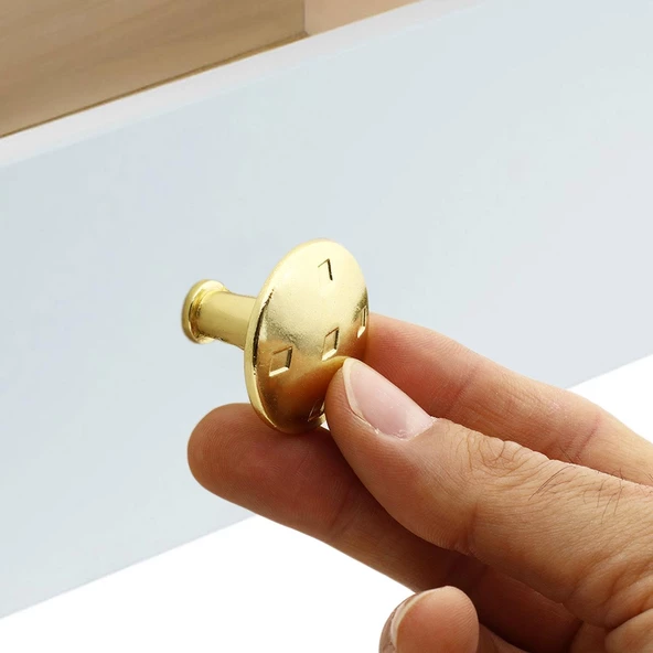 Big Düğme Kulp Mobilya Mutfak Çekmece Dolap Dolabı Kapak Kulpu Kulpları Kulbu Gold Metal - 2