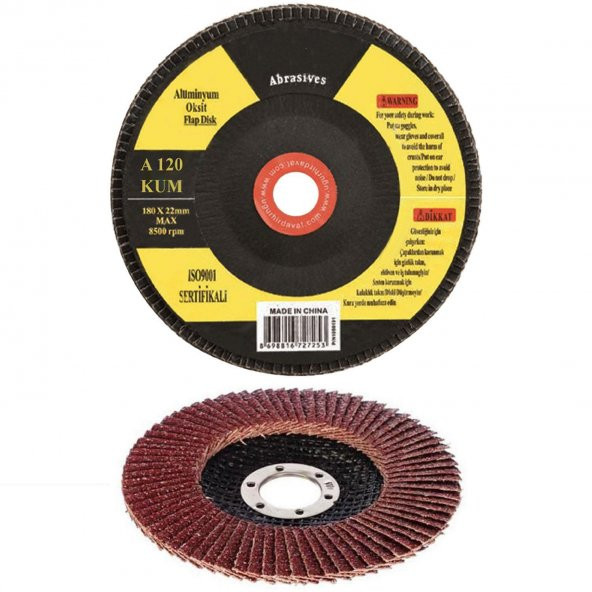 Metal Ahşap Flap Disk Alüminyum Oksit Zımpara 180 mm 120 Kum - 4