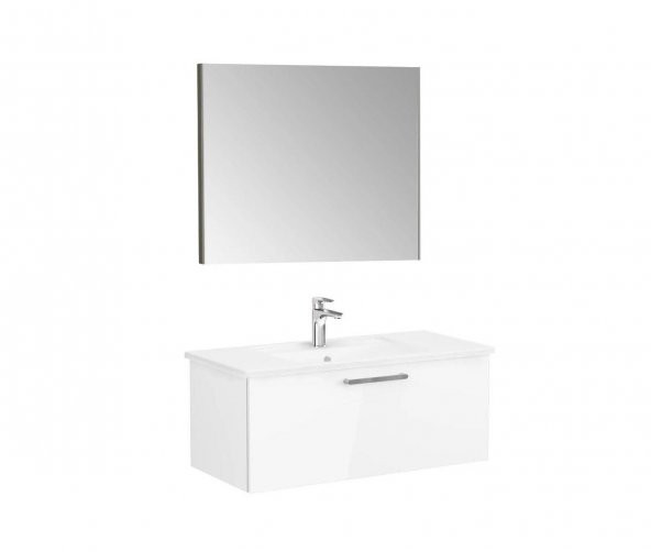 Vitra Root Flat 100 cm Parlak Beyaz Çekmeceli Banyo Dolabı Takımı