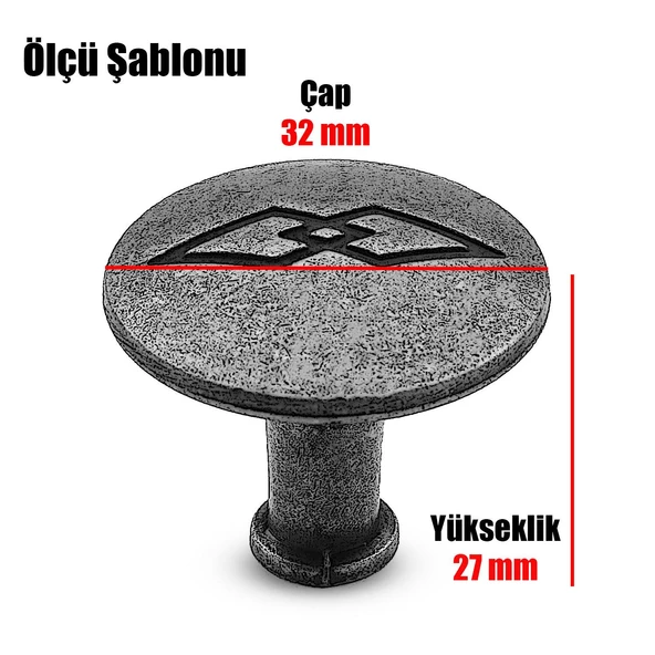 Big Düğme Kulp Mobilya Mutfak Çekmece Dolap Dolabı Kapak Kulpu Kulbu Kulpları Mat Siyah Metal - 4