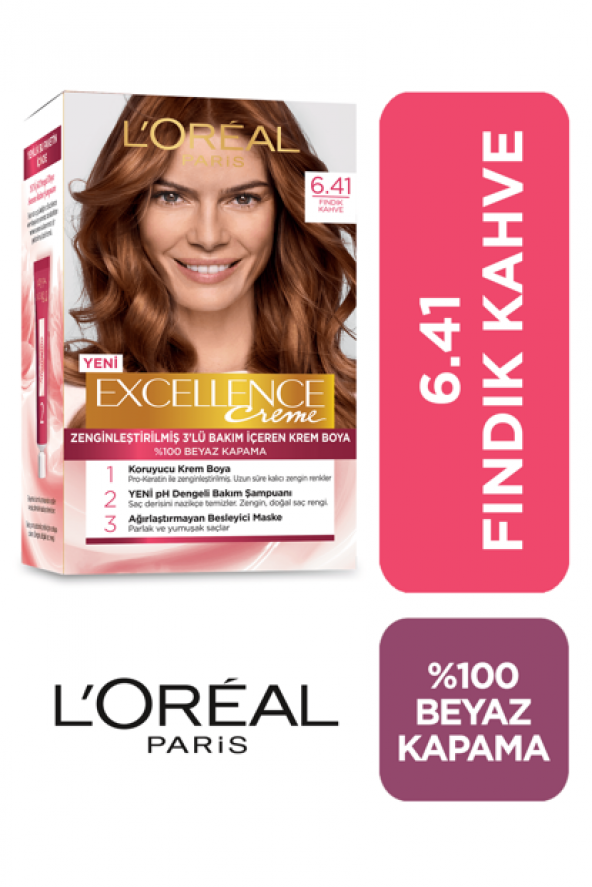 Loreal Excellence Kit Saç Boyası-6.41-fındık Kahve