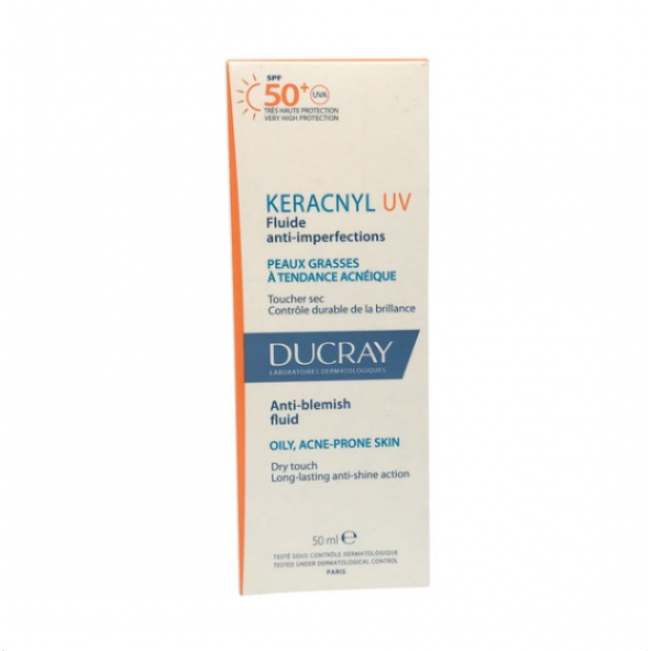 Ducray Keracnyl Akneye Eğilimli Ciltler İçin Leke Karşıtı Güneş Koruyucu UV SPF50+ 50 ml