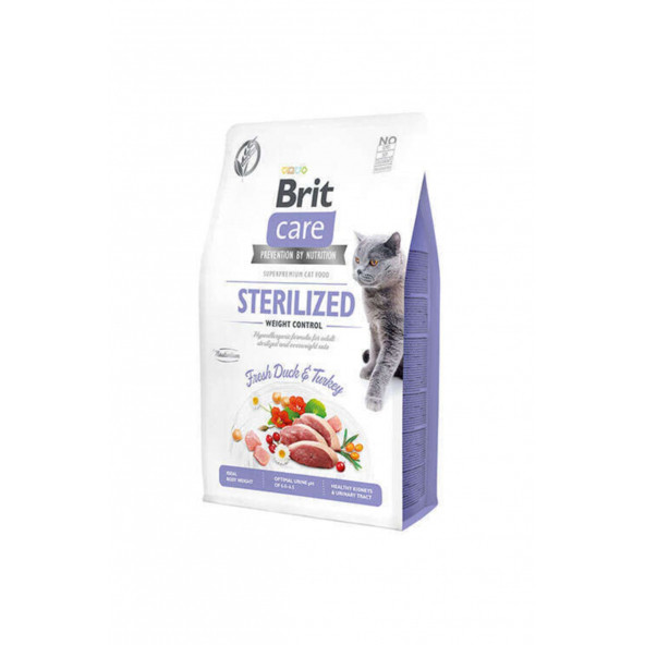 Brit Care Hypoallergenic Sterilized Duck And Turkey Grain Free Neutered Cat Food 2 Kg