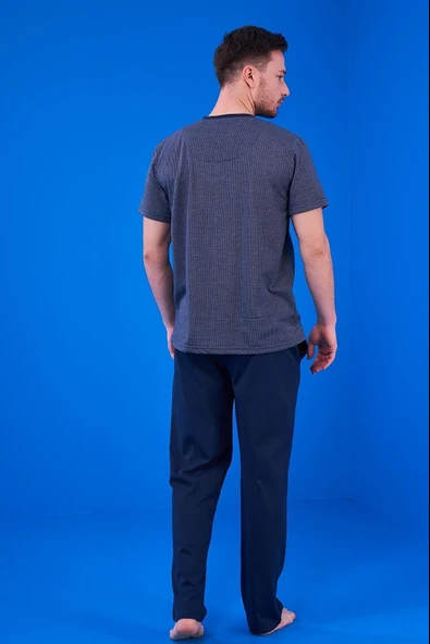 PJS 23323 Erkek Ropdöşambır + Pijama Takım + Şort Takım 5'li Pijama Takım - 2