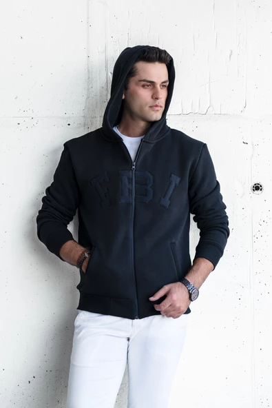 REGULARFİT KAPŞONLU FERMUARLI 3 İPLİK KALIN ERKEK SWEATSHİRT - 7