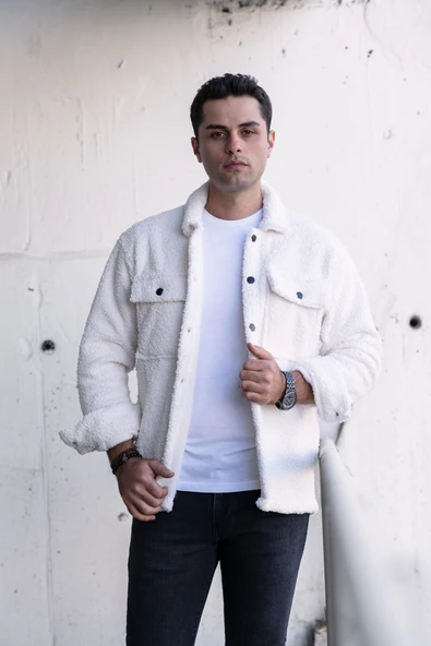 OVERSİZE ÇITÇIT KAPAMALI ÇİFT CEP PELUŞ ERKEK GÖMLEK - Resim 3