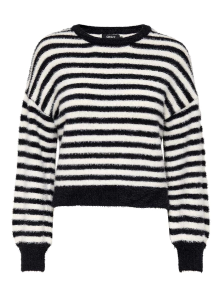 ONLY Bayan Çizgili Kazak 15235973 - Resim 3