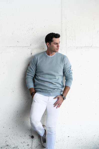 SLİMFİT SIFIR YAKA BASİC 3 İPLİK ERKEK SWEATSHİRT - 5