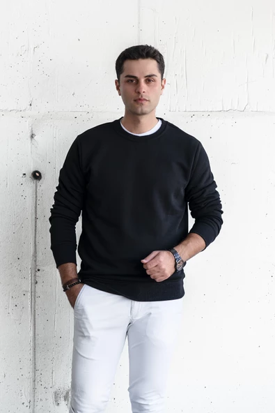 SLİMFİT SIFIR YAKA BASİC 3 İPLİK ERKEK SWEATSHİRT - 10