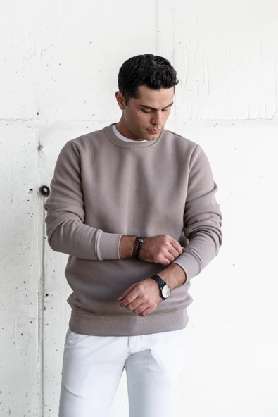 SLİMFİT SIFIR YAKA BASİC 3 İPLİK ERKEK SWEATSHİRT - 3