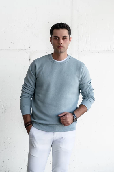 SLİMFİT SIFIR YAKA BASİC 3 İPLİK ERKEK SWEATSHİRT - 6