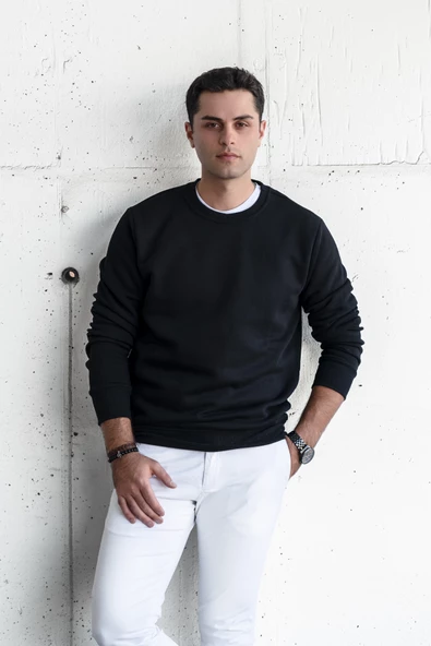 SLİMFİT SIFIR YAKA BASİC 3 İPLİK ERKEK SWEATSHİRT - 8