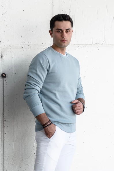 SLİMFİT SIFIR YAKA BASİC 3 İPLİK ERKEK SWEATSHİRT - 7