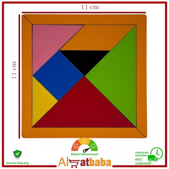 Ahşap Tangram. 7 Parça. 11 x 11 Cm. Eğitici - 1