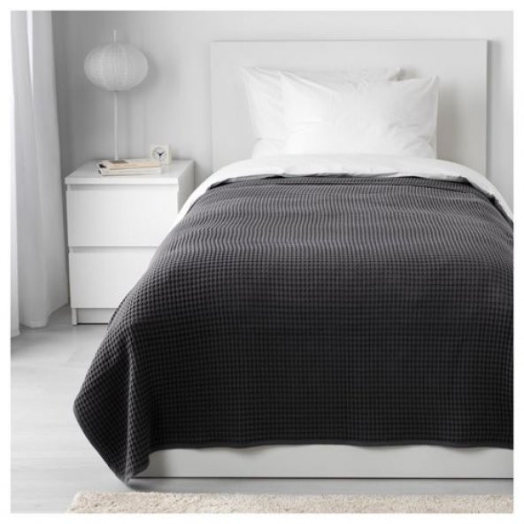 Tek Kişilik Yatak Örtüsü, Koyu Gri MeridyenDukkan 150x250 Cm %100 Pamuk Yatak Örtüsü - 2