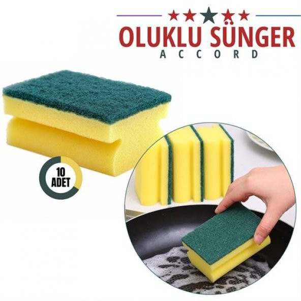 TransForMacion Accord Oluklu 10 Adet Bulaşık Süngeri Geniş Kullanımlı 715981 - 2