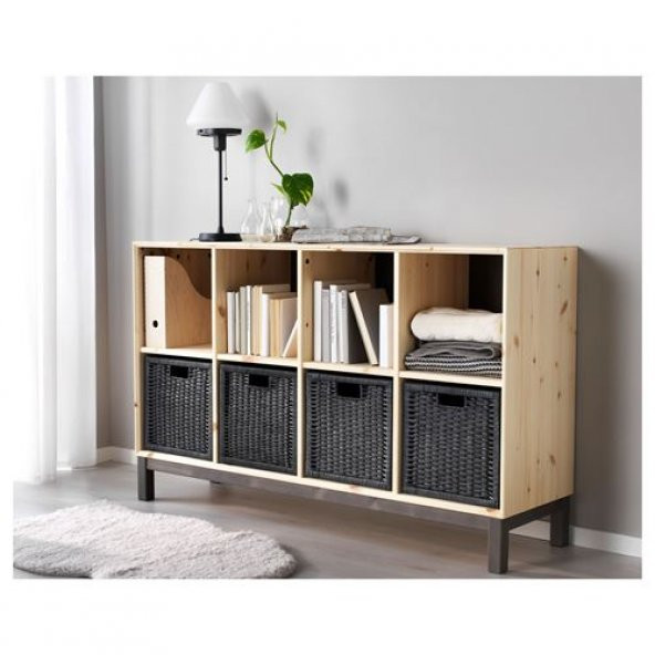 Sepet Kutu Düzenleyici Siyah Renk MeridyenDukkan 32x34x32 cm 1 Adet Rattan Çok Amaçlı Sepet - Resim 3