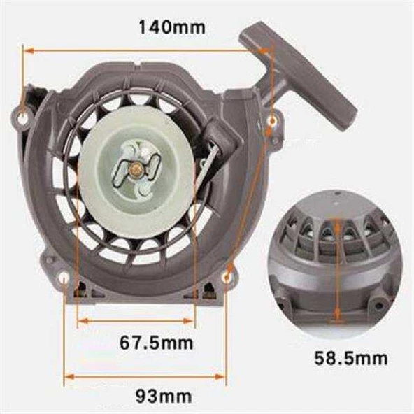 Motorlu Tırpan 3.1 Hp Starter Kapak Komple - 3