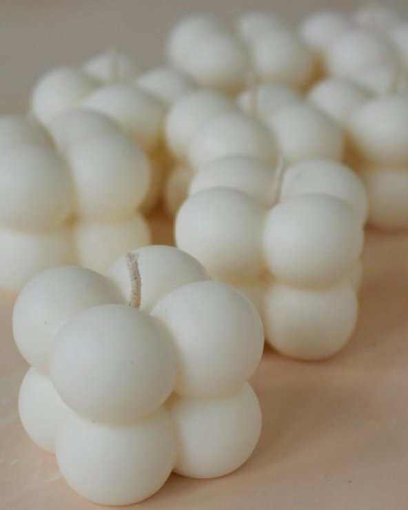 25 Adet Özel Mini Bubble Mum Nikah Nişan Kına Hediyelik Beyaz - 4
