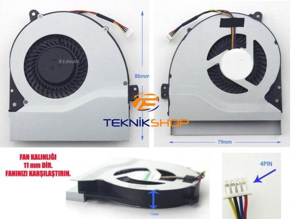 Asus KSB0705HB-CM01 Notebook Cpu Fanı Ver.2 (11-12mm)