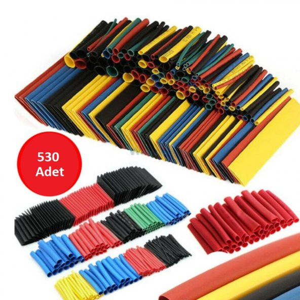 Makaron seti 530 adet Isı Polyolefin Shrink Boru - Isıyla Daralan Makaron - Resim 2