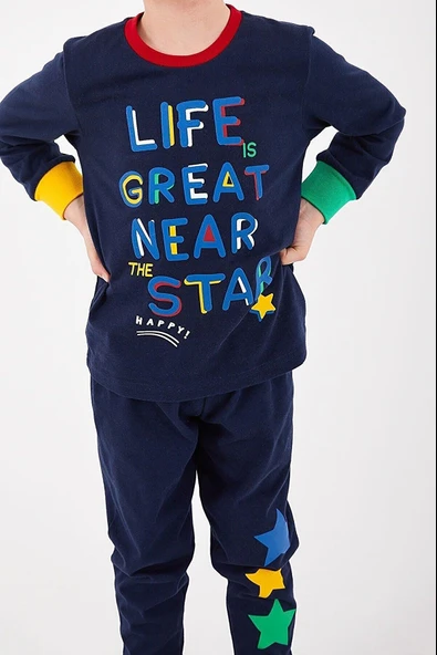 Roly Poly 2883 Life Great Near Star Erkek Çocuk Uzun Kol Pijama Takım - 3