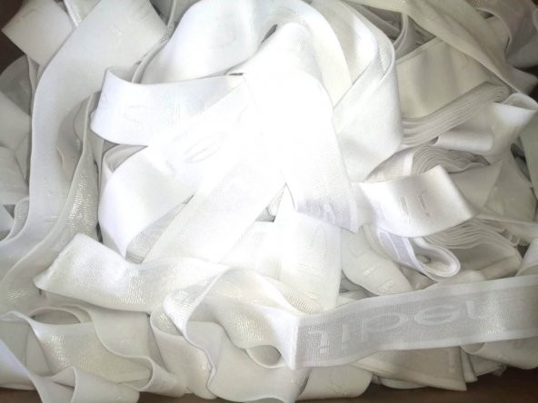 Lastik beyaz yazılı desenli  3,5Cm  5Mt Şort,Paça,kol Ve Don Lastiğidir 1 Paket 5Mt - 2