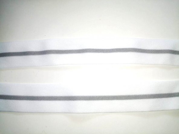 Lastik Beyaz gri çizgili 28mm  5mt  Şort, Paça,kol Ve Don Lastiği 1 Paket 5 Mt - 2