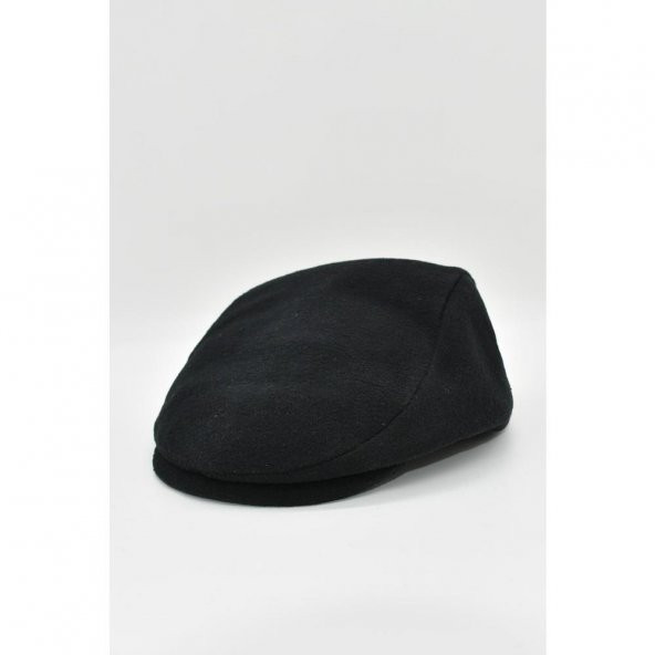 Italyan Kalıp Erkek Şapka Yün London  Kasket Arkası Lastikli  SİYAH - Resim 5