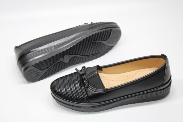 MND ORTOPEDİK DÜZ TABAN FİYONK DETAY LAZER BASKI KADIN GÜNLÜK SİYAH RAHAT AYAKKABI - 3