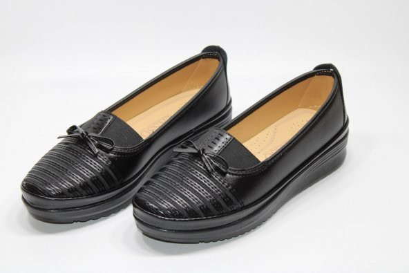 MND ORTOPEDİK DÜZ TABAN FİYONK DETAY LAZER BASKI KADIN GÜNLÜK SİYAH RAHAT AYAKKABI - 4