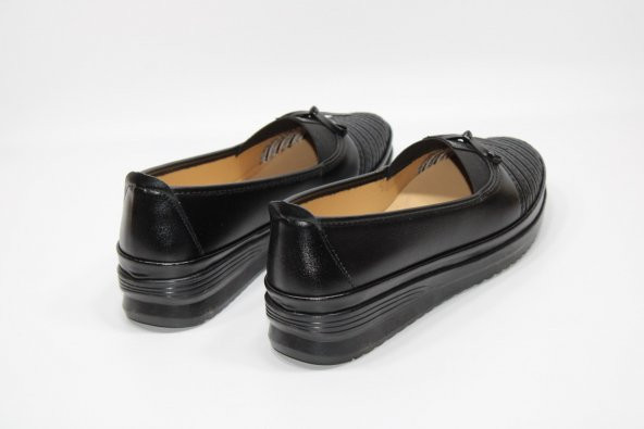 MND ORTOPEDİK DÜZ TABAN FİYONK DETAY LAZER BASKI KADIN GÜNLÜK SİYAH RAHAT AYAKKABI - 5