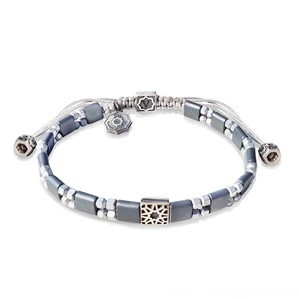 925 Ayar Gümüş Hematit Taşlı Bileklik ürün görseli