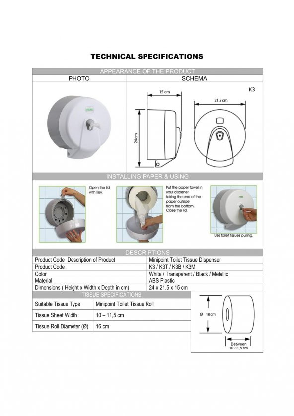 Vialli K3t Mini Cimri İçten Çekmeli Tuvalet Kağıdı Dispenser Aparatı Şeffaf - 2
