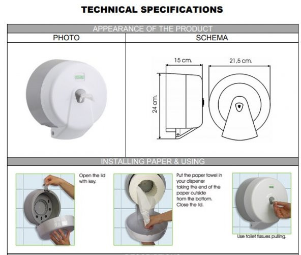 Vialli K3t Mini Cimri İçten Çekmeli Tuvalet Kağıdı Dispenser Aparatı Şeffaf - 4