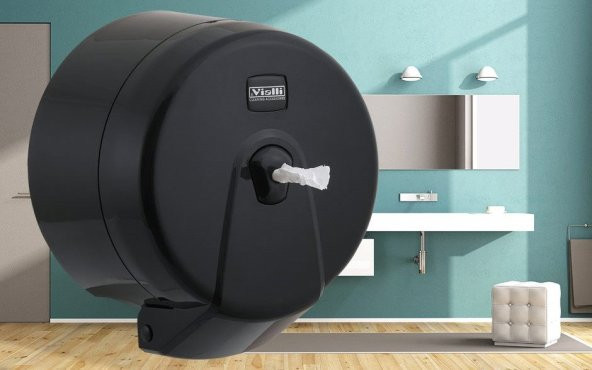 Vialli K3B Mini Cimri İçten Çekmeli Tuvalet Kağıdı Dispenser Aparatı Siyah