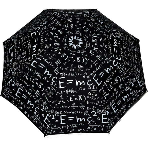 Rüzgara Dayanıklı Unısex Siyah Matematik Desenli Şemsiye  SİYAH - 2