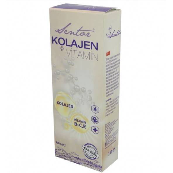 Sentor Kolajen Tip I, Kollajen Tip III, Hyaluronic Acid, Vitamin C, Vitamin E, Vitamin B3 İçeren Sıvı Ekstresi 200ML