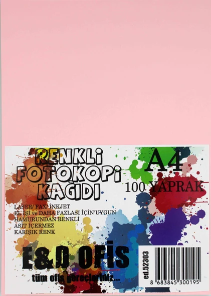 E&D Ofis A4 100 Yaprak 10 Renk Karışık Renkli Fotokopi Kağıdı / 53303 - 1