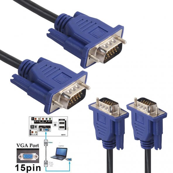 1.5 Metre Vga Kablo Görüntü Monitör Projeksiyon Kablosu