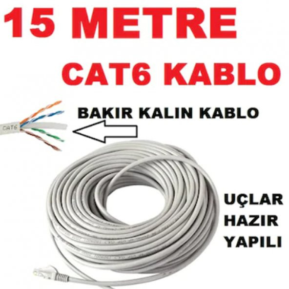 Cat6 Kalin Bakir Internet Kablo 15 Metre