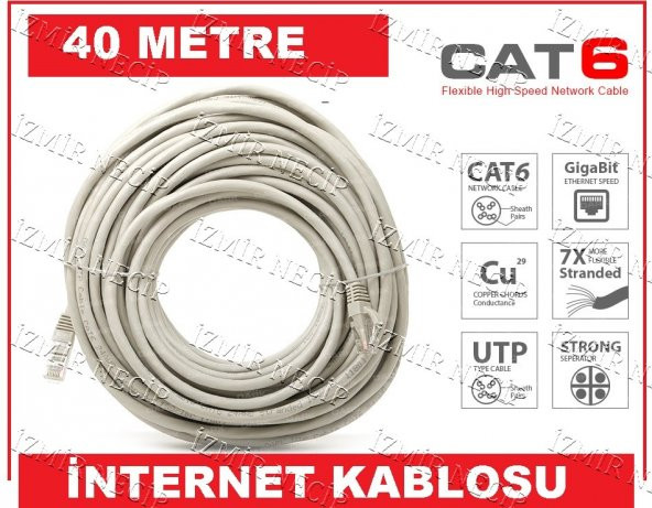 40Mt 40M 40 Metre Rj45 Ethernet Lan Cat6 Kablo