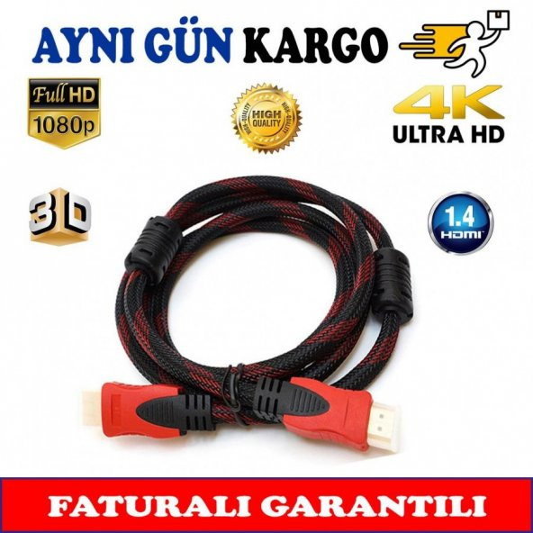 15 Metre Hdmi Kablo Örgülü Altin Uçlu Yüksek Kalite - 1