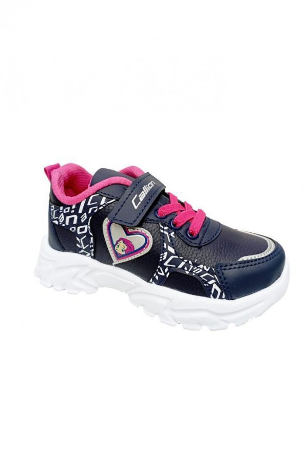 Callion 047 Deri Kız Çocuk Sneakers Ayakkabı 31-35 Lacivert Fuşya
