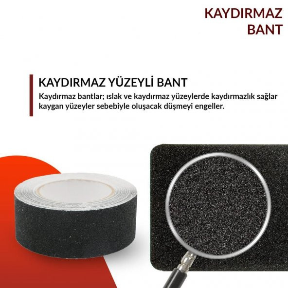 15 Mt Bondit Siyah Yapışkanlı Kaygan Zemin Basamak Merdiven Kaydırmaz Bant 50mm - 6