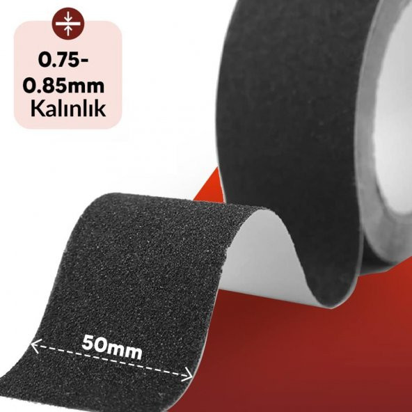 30 Mt Bondit Siyah Yapışkanlı Kaygan Zemin Basamak Merdiven Kaydırmaz Bant 50mm - 2