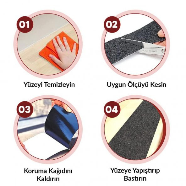 30 Mt Bondit Siyah Yapışkanlı Kaygan Zemin Basamak Merdiven Kaydırmaz Bant 50mm - 6